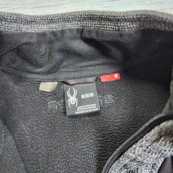 Spyder Mens Medium Gray Quarter Zip Pullover Sweater Embroidered Logo - Picture 10 of 13